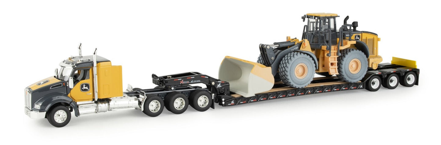 Kenworth Prime mover with Low Loader and John Deere  904 Wheel Loader - 1/50