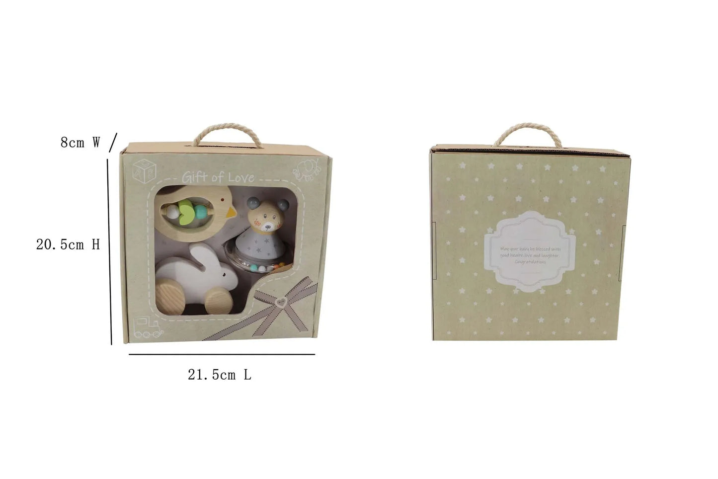 Calm and Breezy 3 Piece Wooden Toy Baby Gift Set