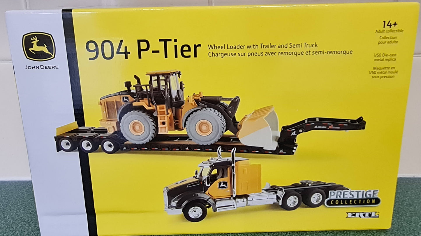 Kenworth Prime mover with Low Loader and John Deere  904 Wheel Loader - 1/50