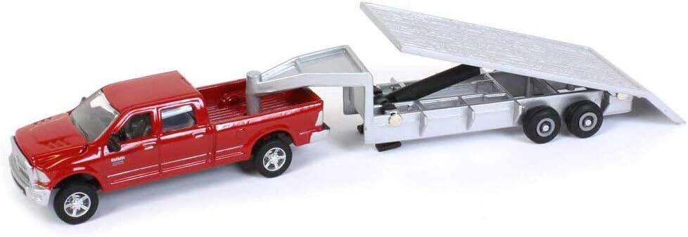 Dodge Ram Pick-up with Gooseneck Bale Trailer and bales - 1/64